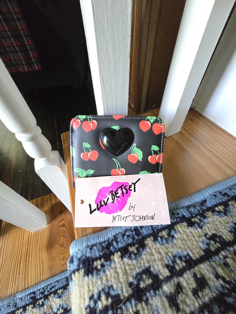 Betsey Johnson Black Cherry Print Wallet